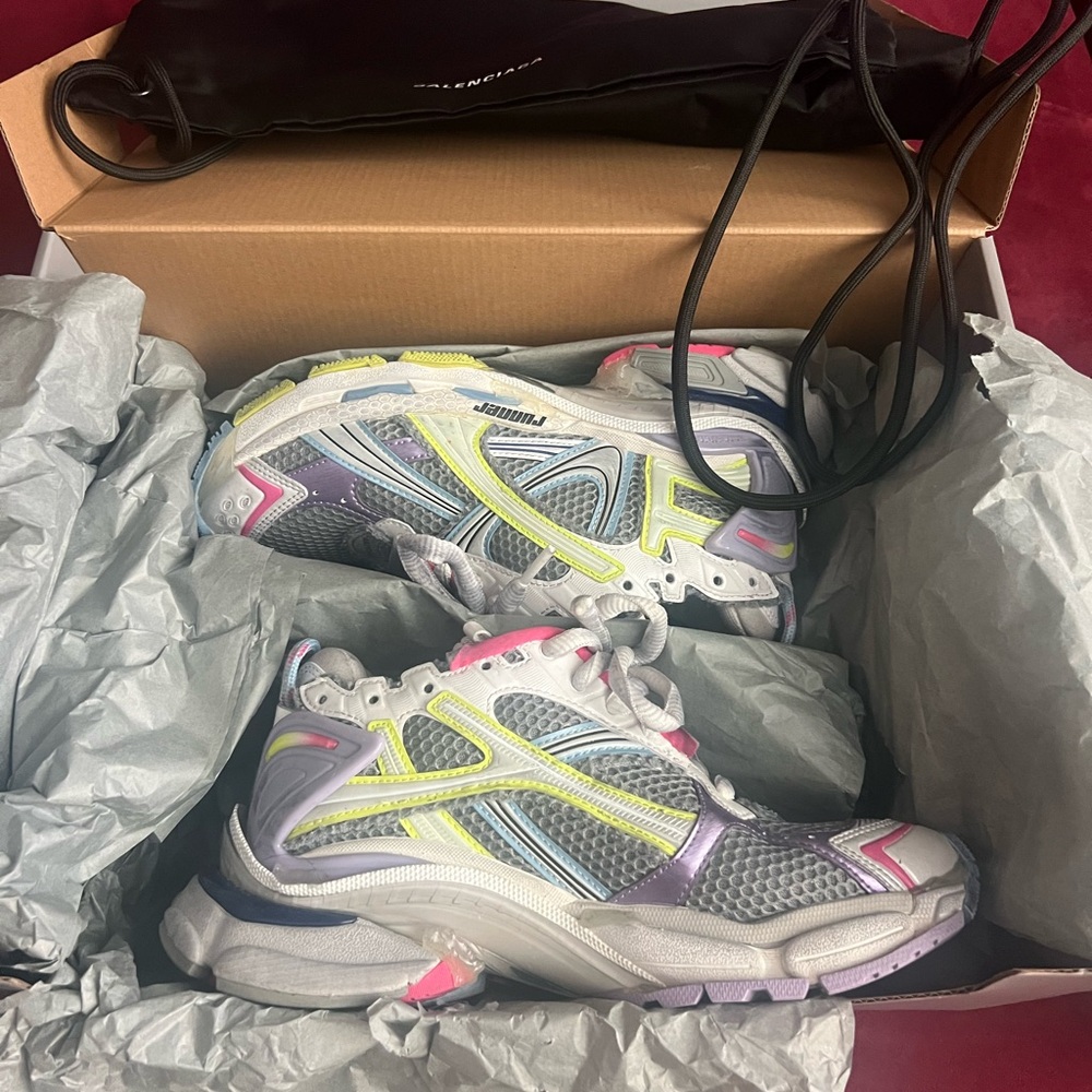 Balenciaga Gray and Pink Athletic Shoes